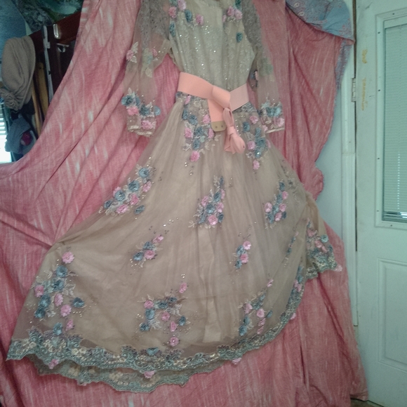 Floral Embroidered Long Sleeve Dress - Picture 2 of 2